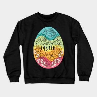 egg in pastel colors adorned with black folk patterns Crewneck Sweatshirt